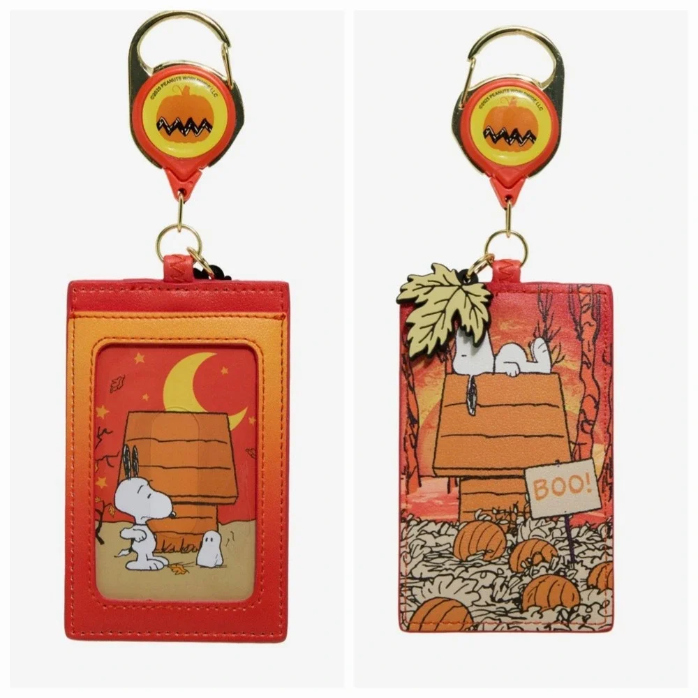 NEW! Loungefly Peanuts Snoopy Pumpkin Patch Fall Halloween Retractable Lanyard